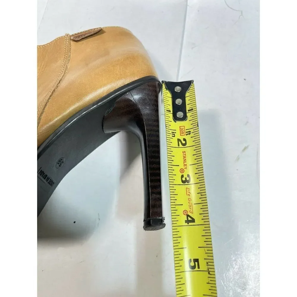 Y2K Anthropologie Sixty Seven 67 Tan High Heel Ankle Booties Square Toe Skinny H